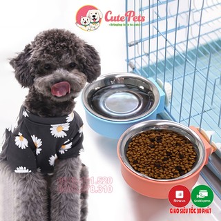 Bát ăn cho chó mèo đơn gắn chuồng kèm lõi inox - Phụ kiện thú cưng Hà Nội