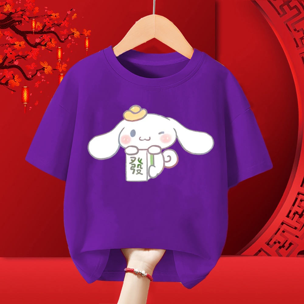 5 Màu CNY Trẻ Em Áo Unisex Cho Trẻ Em Hoạt Hình Dễ Thương Cinnamoroll In Áo Tay Ngắn Tee