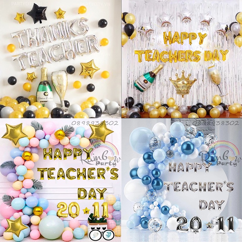 Bộ bóng chữ, set trang trí ngày Nhà giáo Việt Nam 20/11, HAPPY TEACHER'S DAY