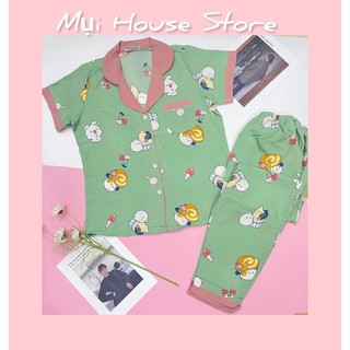 Đồ bộ pijama tay ngắn quần dài, đồ bộ nữ, đồ bộ kiểu dễ thương