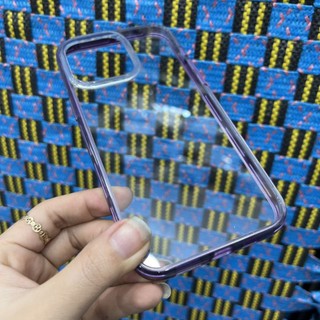 Ốp lưng iPhone 14 Pro max dẻo lưng trong viền tím thời trang sang trọng