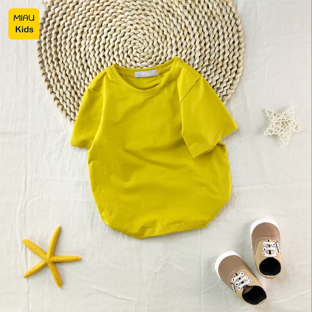 Áo thun trơn cho bé size đại thun Cotton co giãn thấm hút thoáng mát Cho Bé 26Kg - 55Kg - Quần áo trẻ em MiauKids