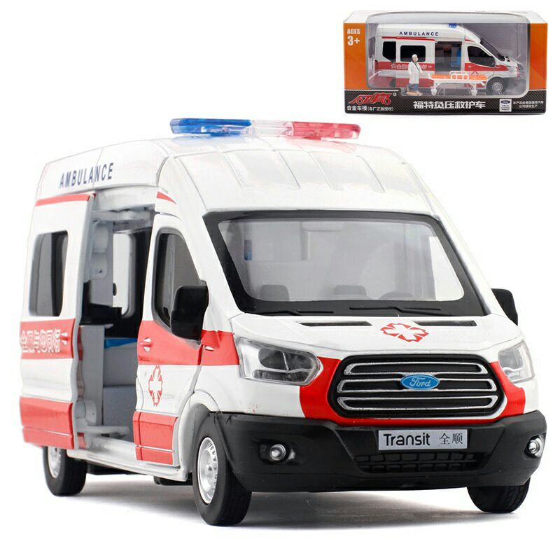 Mô Hình Xe Cứu Thương Chạy Cót Có Đèn Và Âm Thanh