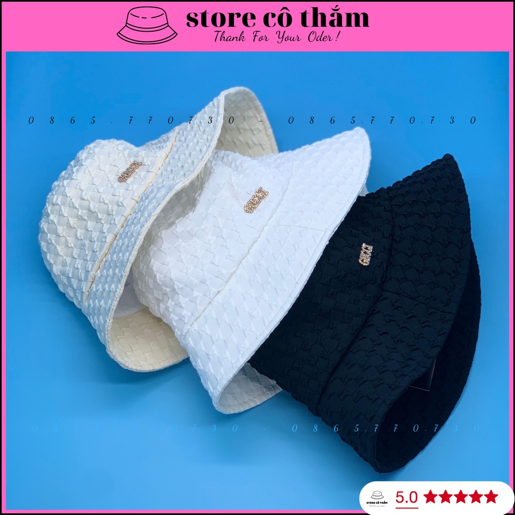NÓN BUCKET RỘNG VÀNH CHẤT XỐP LOGO GC CAO CẤP, MŨ BUCKET THỜI TRANG NỮ