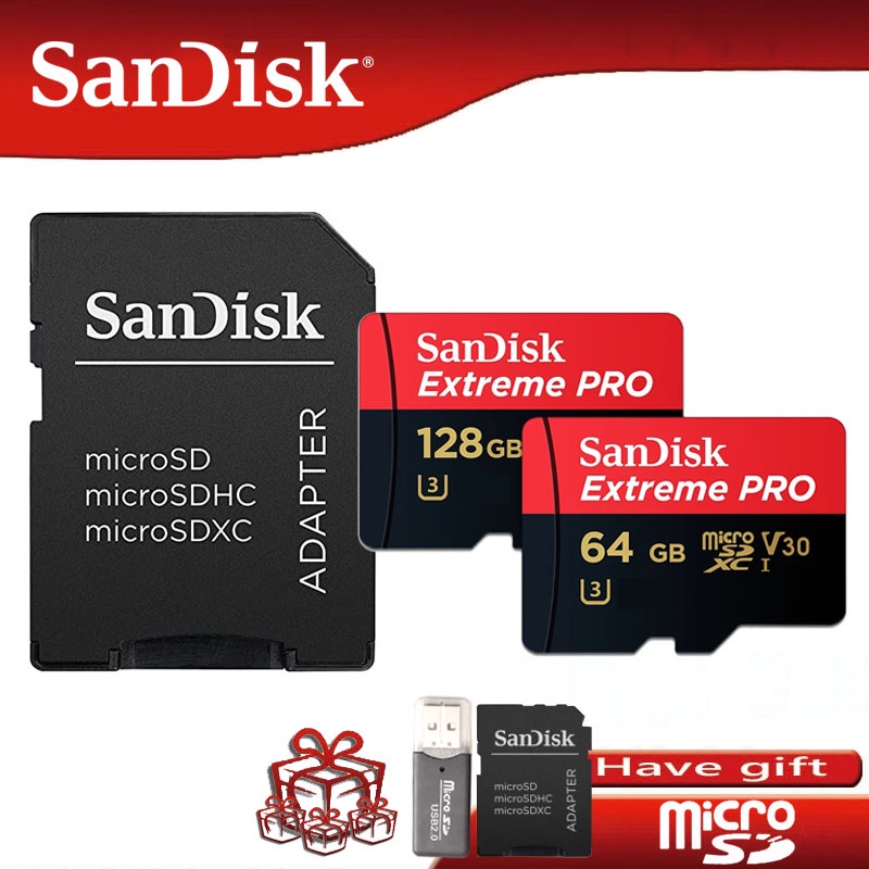 Thẻ Nhớ Sandisk U3 128GB SD 32GB 64GB 256GB 512GB C10 A2 1TB 8GB 16GB 4GB 2GB 1GB Micro SD