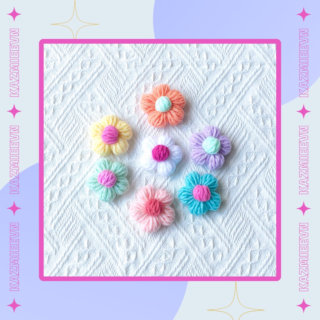 Ghim/ pin cài áo, balo hình bông hoa dễ thương handmade bằng len