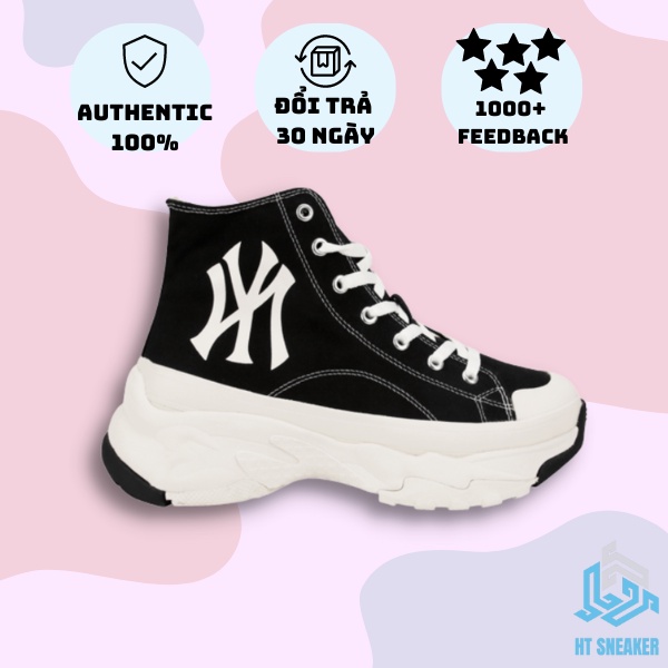 - Giày thể thao M.L.B cổ cao Chunky Sneaker Canvas logo Yankees - Độn đế tăng chiều cao