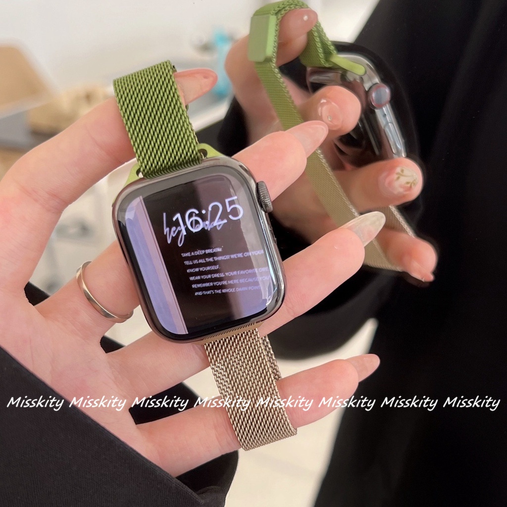 Dây Đeo Bằng Thép Không Gỉ Màu Gradient Cho Apple Watch Ultra Series 8 7 5 4 3 6 SE 49mm 45mm 41mm 40mm 44mm