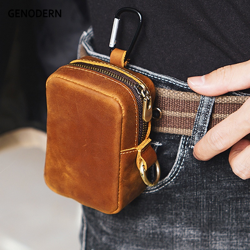 Túi đựng đồ đeo dây thắt lưng da ngựa mini đựng thẻ điện thoại hỗ trợ tập thể dục thể thao ngoài trời