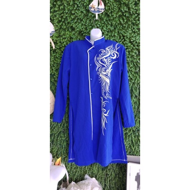 Thanh lý Áo Dài nam thêu vải đẹp màu xanh,