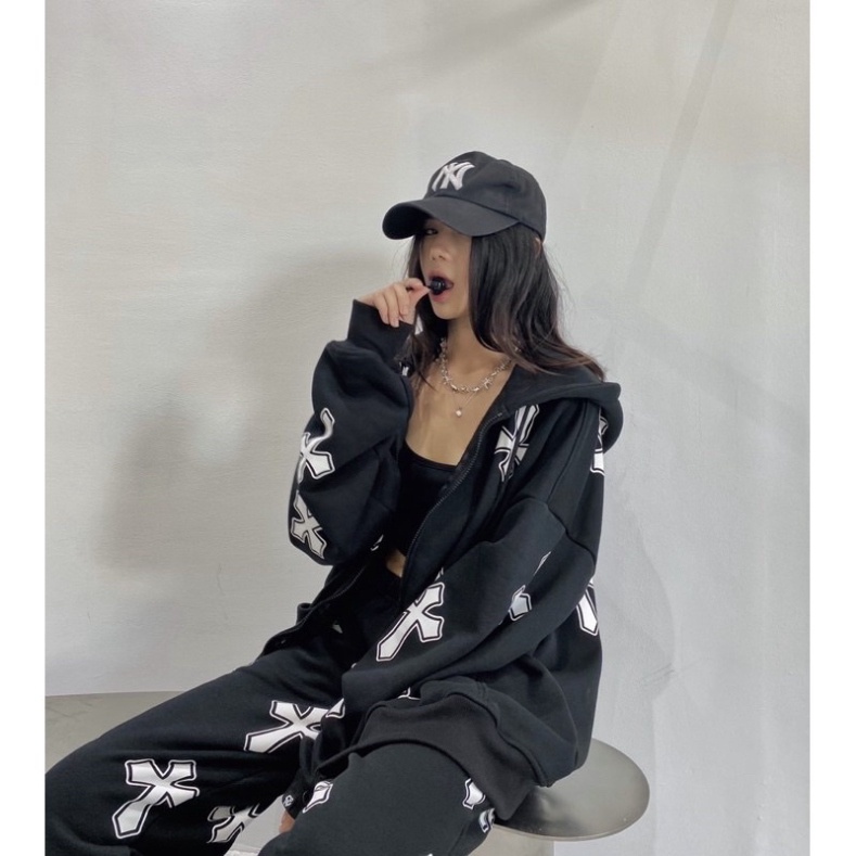 Áo Khoác Nỉ Unisex Kéo Khoá Homies Liền Mũ In Hình Thánh Giá CROSS dáng đẹp