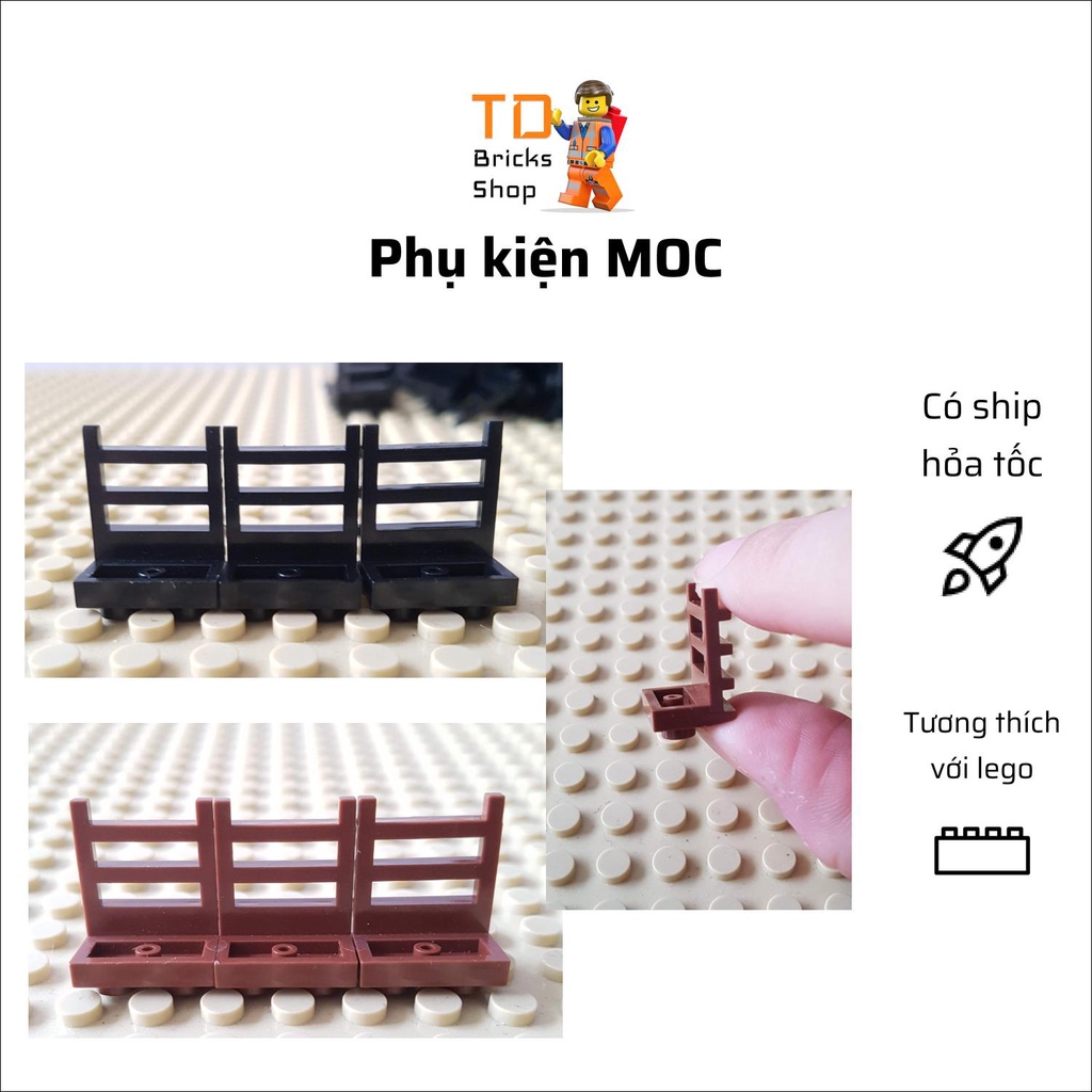 Phụ kiện lego, MOC, combo 5 gạch góc 1x2x3, 1 mặt có thanh ngang, như hình