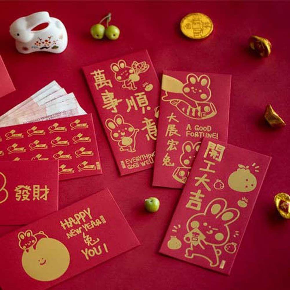 Thiệp Mời Màu Đỏ Hình Chữ Nhật Họa Tiết Hoạt Hình Thời Trang Mùa Xuân 2023