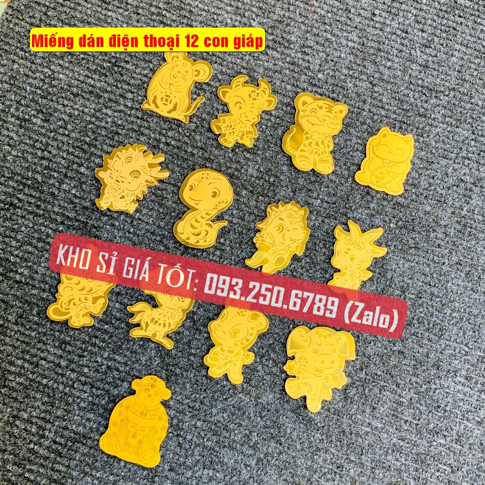 🌟FREE SHIP🌟 Miếng Dán Điện Thoại Thần Tài Vàng và Mèo Thần Tài Vàng Hút Tài Lộc , 12 Con Giáp Dùng Dán Điện Thoại