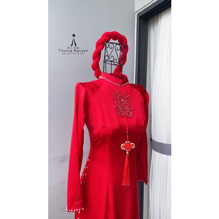 Áo Dài Lụa Ngọc Ngọc Trai Chữ Hỷ