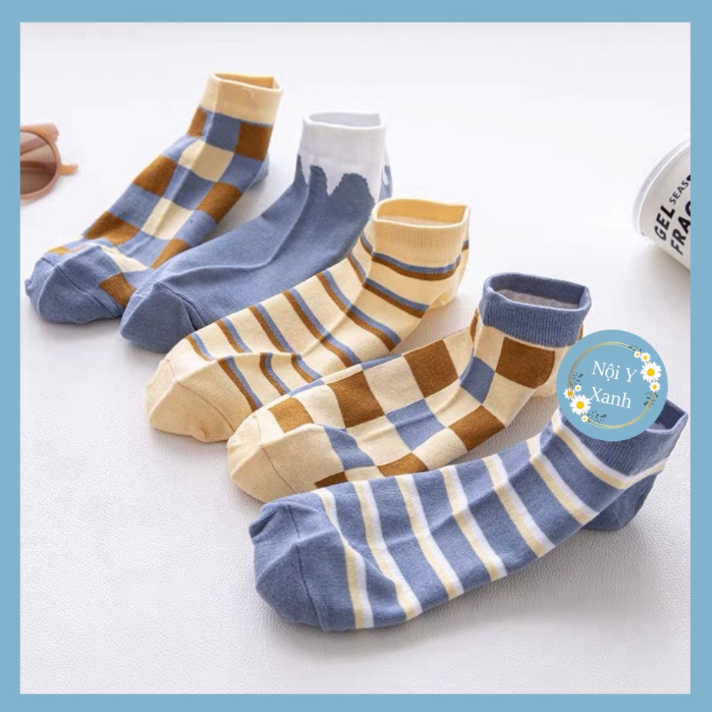 Tất Caro cổ ngắn giới tính chất vải cotton co và giãn bốn chiều thoáng khí tt7 nội y xanh, chất ấm, thoáng khí