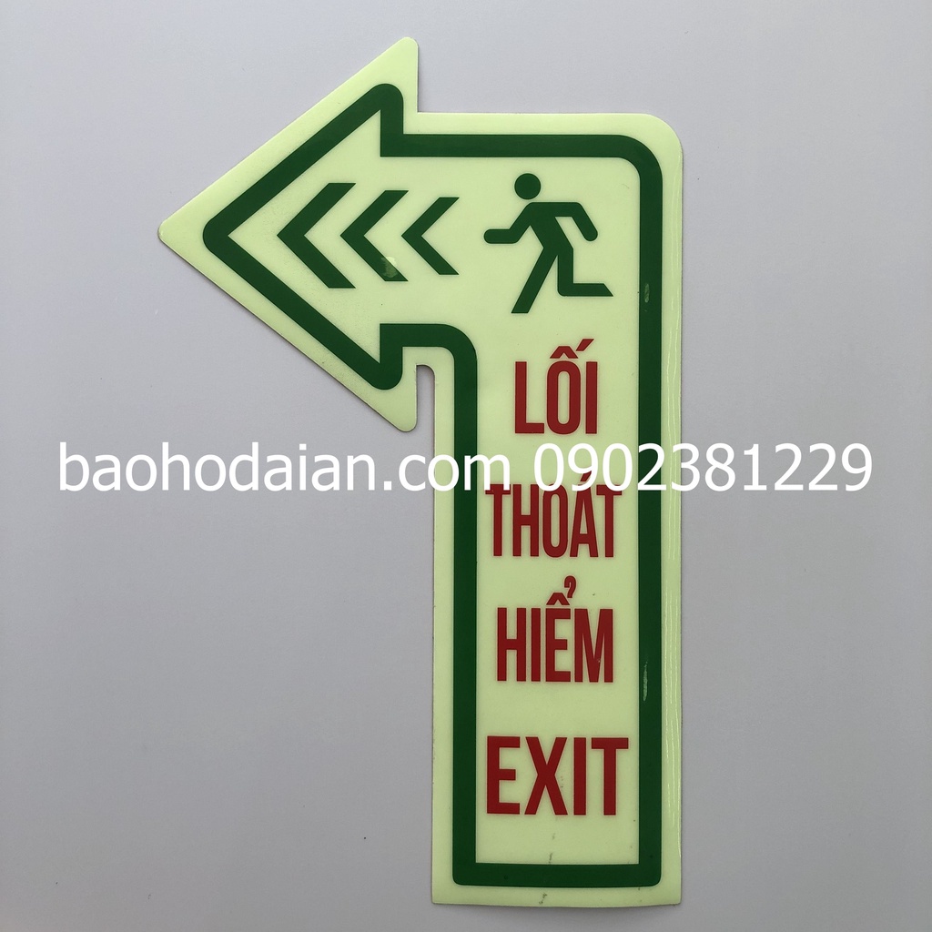 Mũi tên dạ quang lối thoát hiểm EXIT 24 x 16cm có keo sau