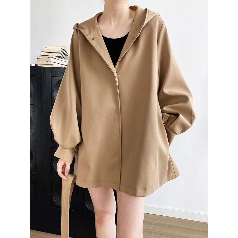 Áo Khoác Kaki Có Mũ Trùm Thiết Kế Mới Thời Trang Mùa Thu Dành Cho Nữ