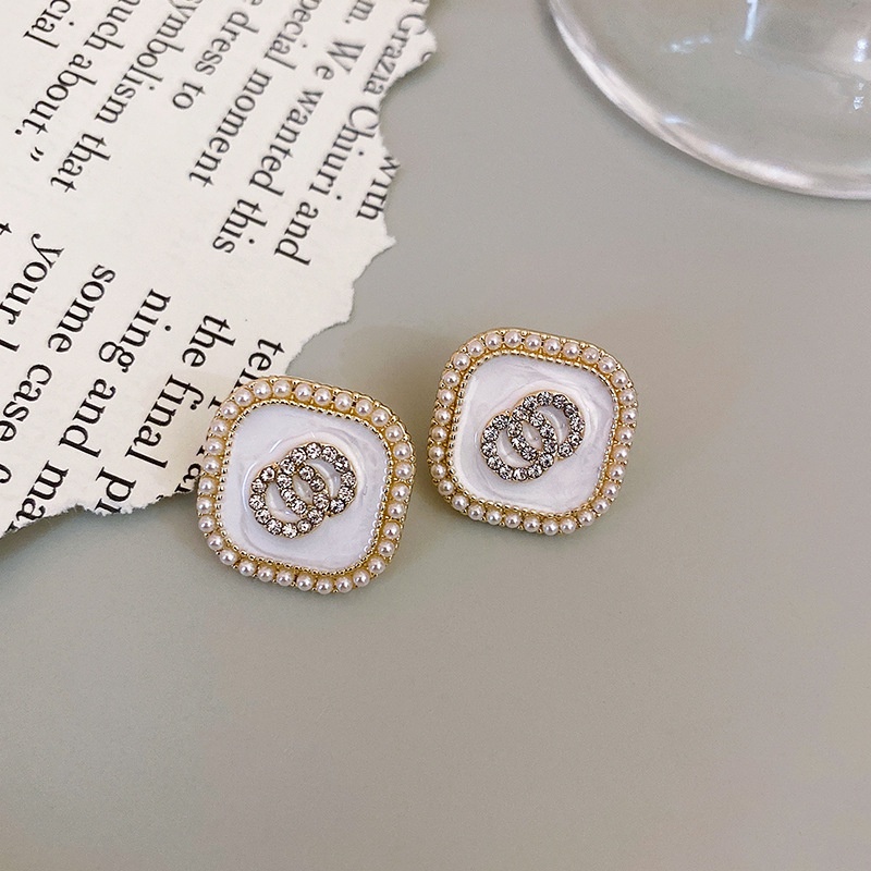 Bông Tai Đính Kim Cương &amp; Ngọc Trai Giả Cao Cấp Sang Trọng Thời Trang 2022