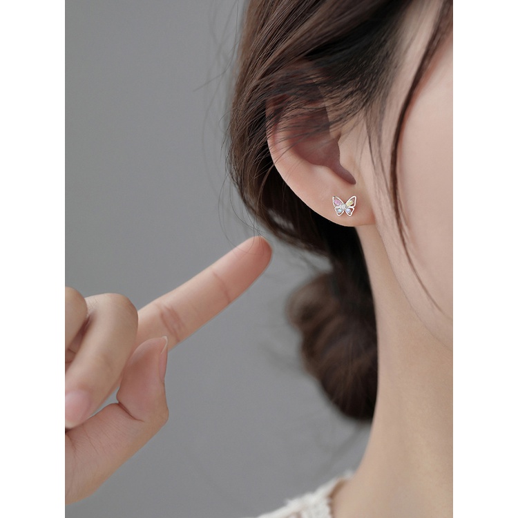 Bông Tai Mạ Bạc 925 Hình Bướm Đơn Giản Thời Trang Dành Cho Nữ