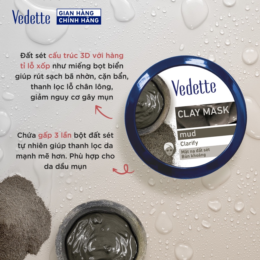 Mặt nạ đất sét Vedette Bùn Khoáng  145g