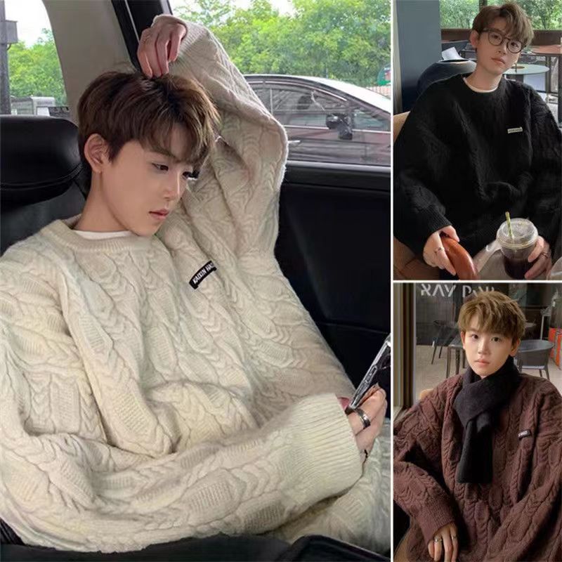 Áo Sweater Nam Dệt Kim Dáng Rộng Màu Trơn Kiểu Hàn Quốc Thời Trang Cho áo len đôi nam nữ áo sweater form rộng