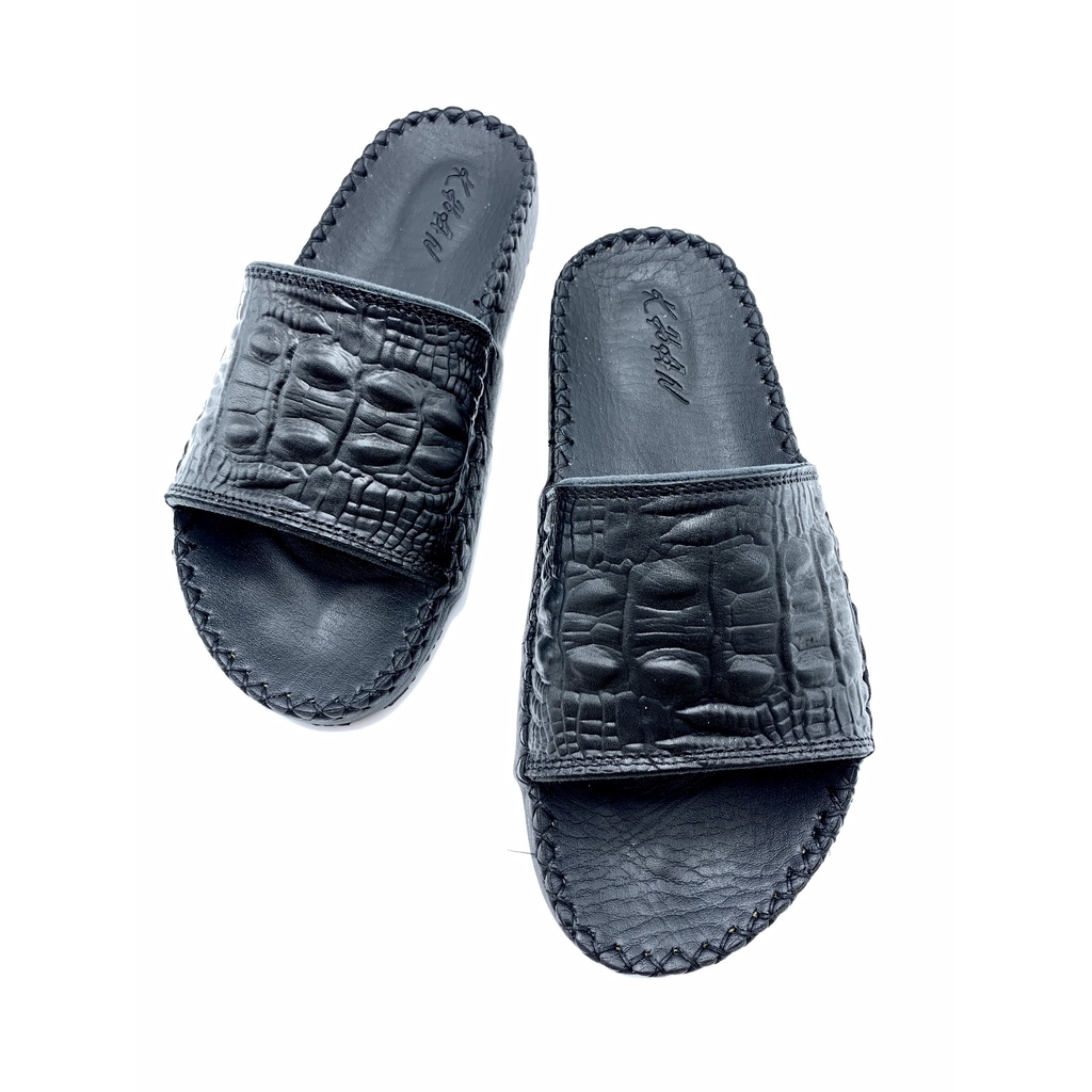 Dép Nam quai ngang da bò in vần đuôi cá sấu , Gòm D2