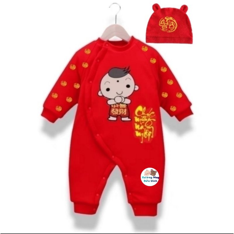 Bodysuit Tết cotton 2023 cho bé trai,bé gái có mũ