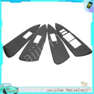 Haiji 4 cái/bộ sợi carbon cửa sổ ô tô nâng công tắc bảng điều khiển bao viền khung phù hợp cho xe toyota rav4 2006 2007 2008-2012 phụ kiện xe hơi