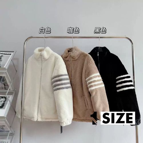 Áo khoác lông họa tiết 3 sọc tay form rộng nam nữ chất lông bao ấm phong cách hàn quốc 1SIZESHOP