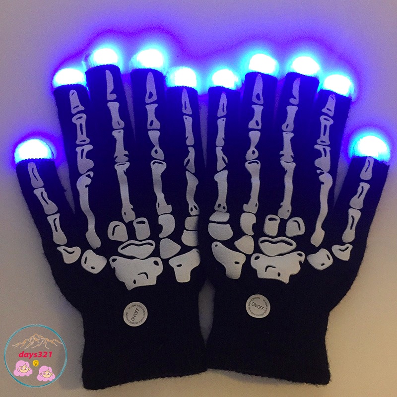 Bao Tay Phát Sáng Bằng Vải Đen, Bao Tay Đèn Led, Bao Tay Led,Ánh Sáng Rực, Sử Dụng Pin