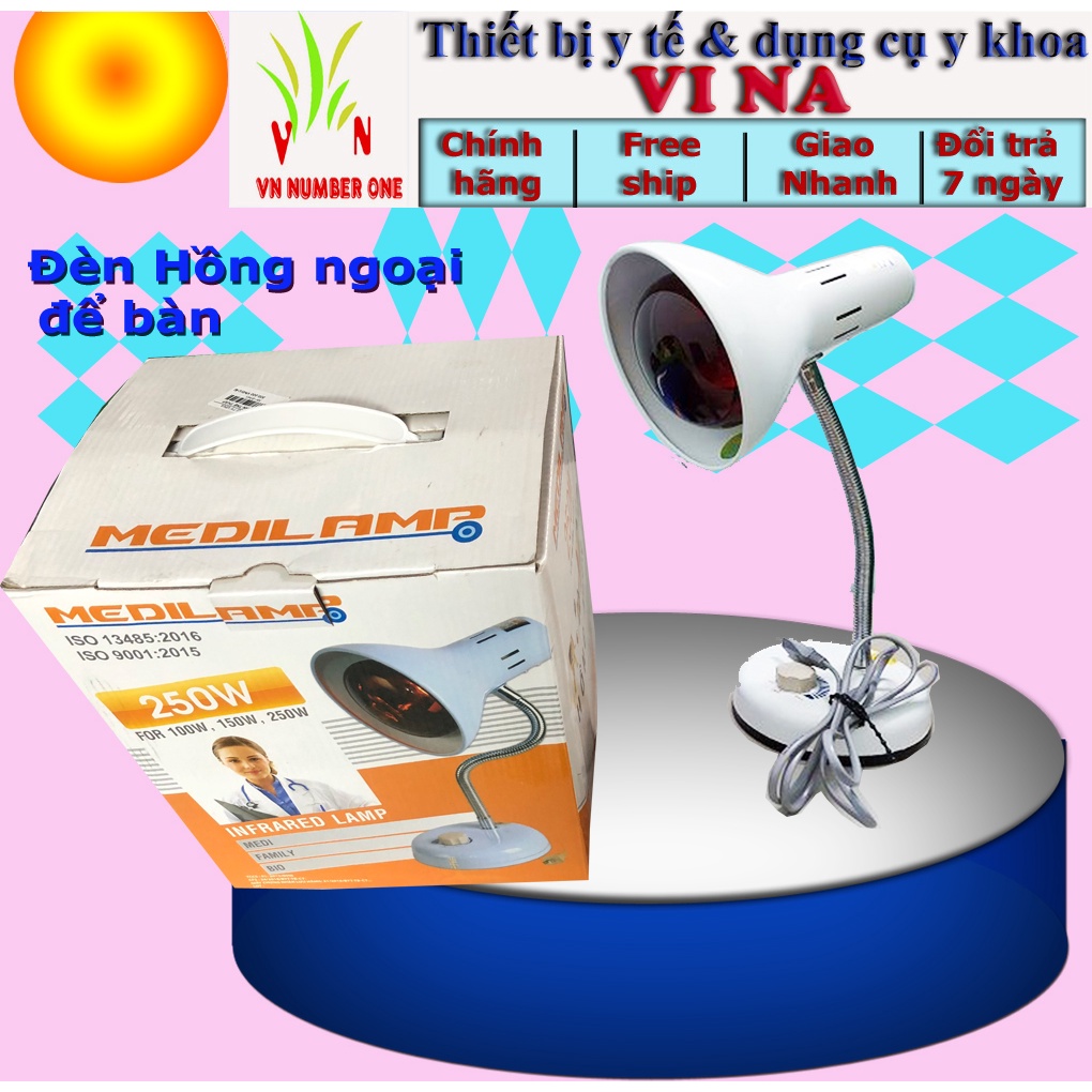 Đèn Hồng Ngoại Y Tế Chân Thấp Dùng Sưởi Ấm Trị Liệu 250W Hiệu Medilamp Có Kèm Bóng Hoặc Không Kèm Bóng