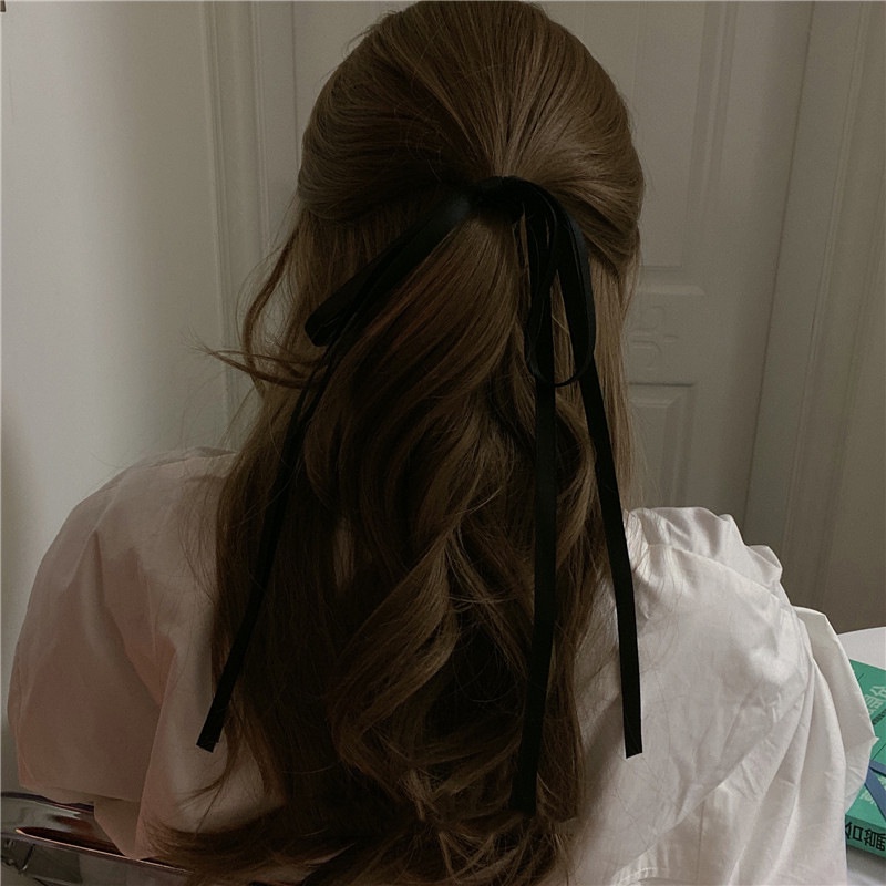 Cột tóc ruy băng nơ phong cách retro