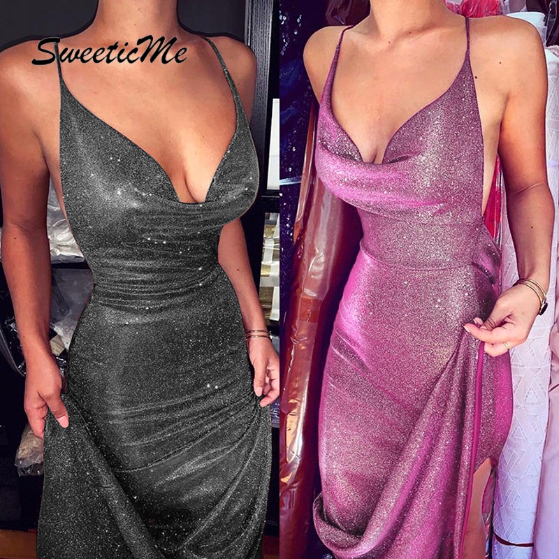 Đầm Không Tay Cổ Chữ V Hở Lưng Dáng Ôm Thời Trang   Quyến Rũ Dành Cho Bạn Nữ