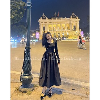 Váy maxi nơ lưng cổ vuông