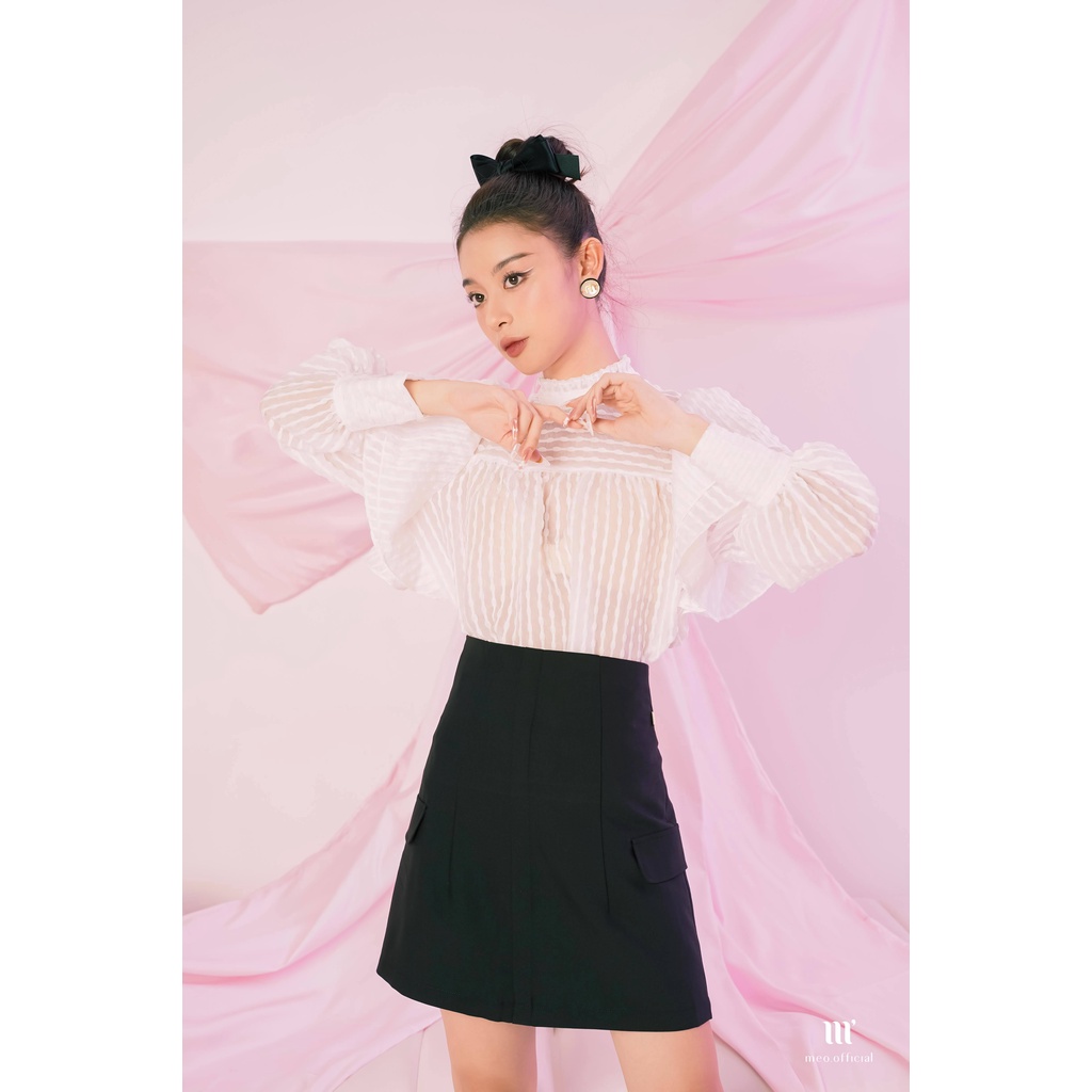 Áo kiểu nữ thiết kế Méo shop tay bồng cổ cách điệu Detal