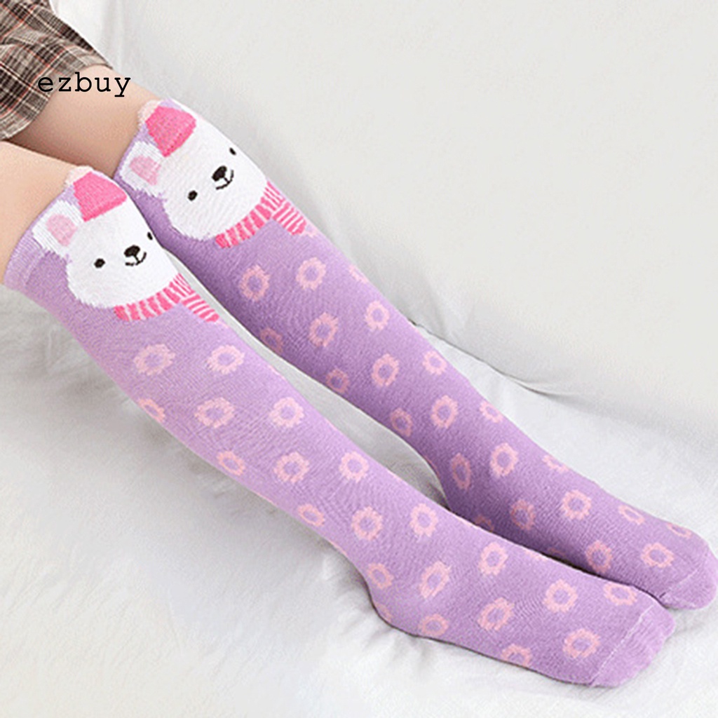 Vớ dài ngang đùi khử mùi in họa tiết động vật dễ thương cho bé gái