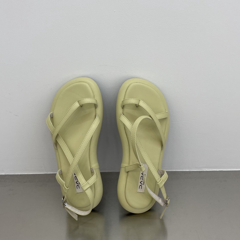 Giày Sandal Đế Phẳng Dày Quai Mảnh Mùa Hè 2022 Phong Cách Hàn Quốc Thoải Mái Dễ Phối Đồ Cho Nữ