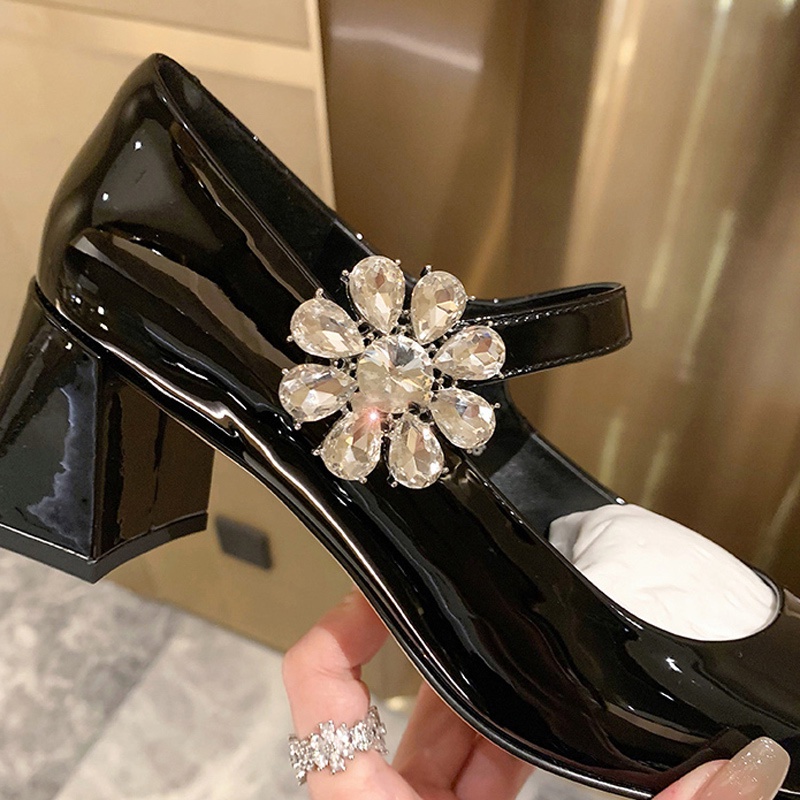 Giày Cao Gót Da PU Mũi Vuông Thời Trang Lolita Dành Cho Nữ