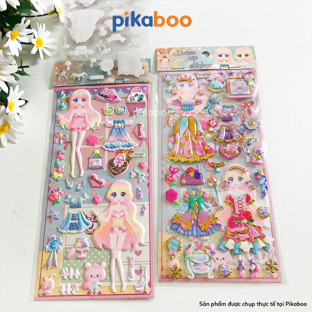 Đồ chơi sticker cho bé lắc kim tuyến lấp lánh siêu đẹp Pikaboo miếng dán 3D xịn xò mẫu mã đa dạng chất liệu PVC an toàn