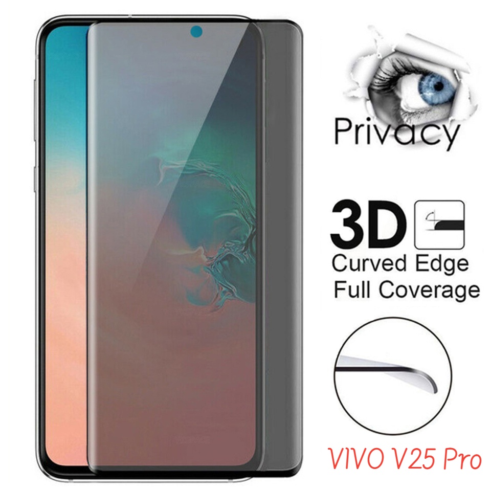 Kính Cường Lực 3D Viền Cong Bảo Vệ Toàn Màn Hình Chống Nhìn Trộm Cho VIVO V25 Pro VIVO V25Pro