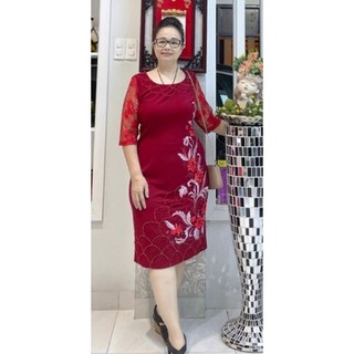 ĐẦM DỰ TIỆC TRUNG NIÊN DÁNG ÔM SUÔN  THIẾT KẾ  CAO CẤP BIGSIZE