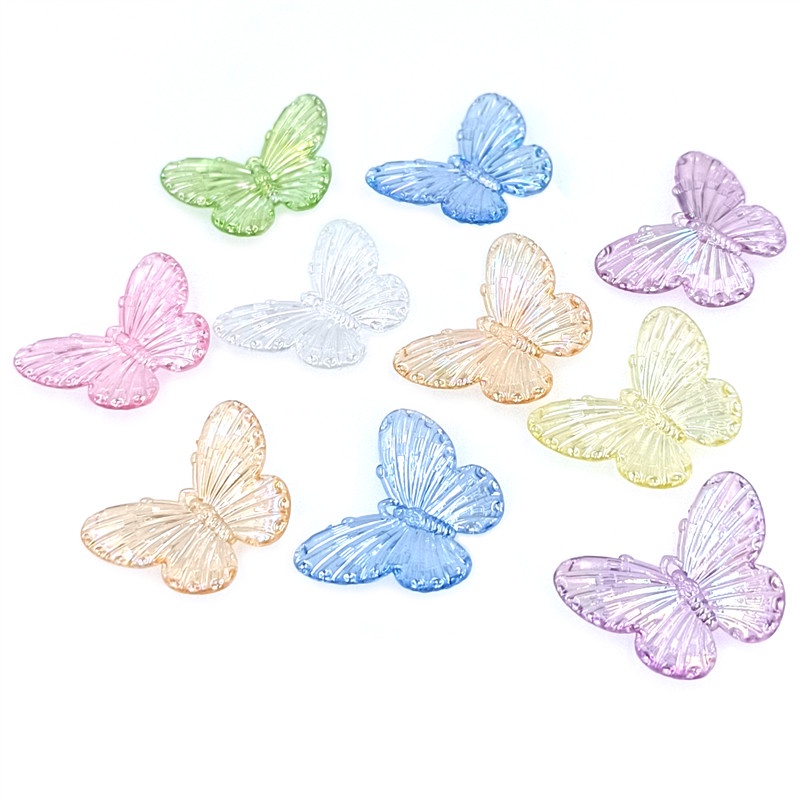 Set 10 Hạt Đá Laser Hình Bướm Nhiều Màu Sắc Dùng Làm Trang Sức Thời Trang DIY