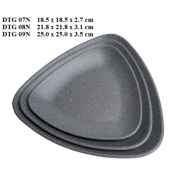 Dĩa tam giác nhựa Melamine nhám xám nhiều Size