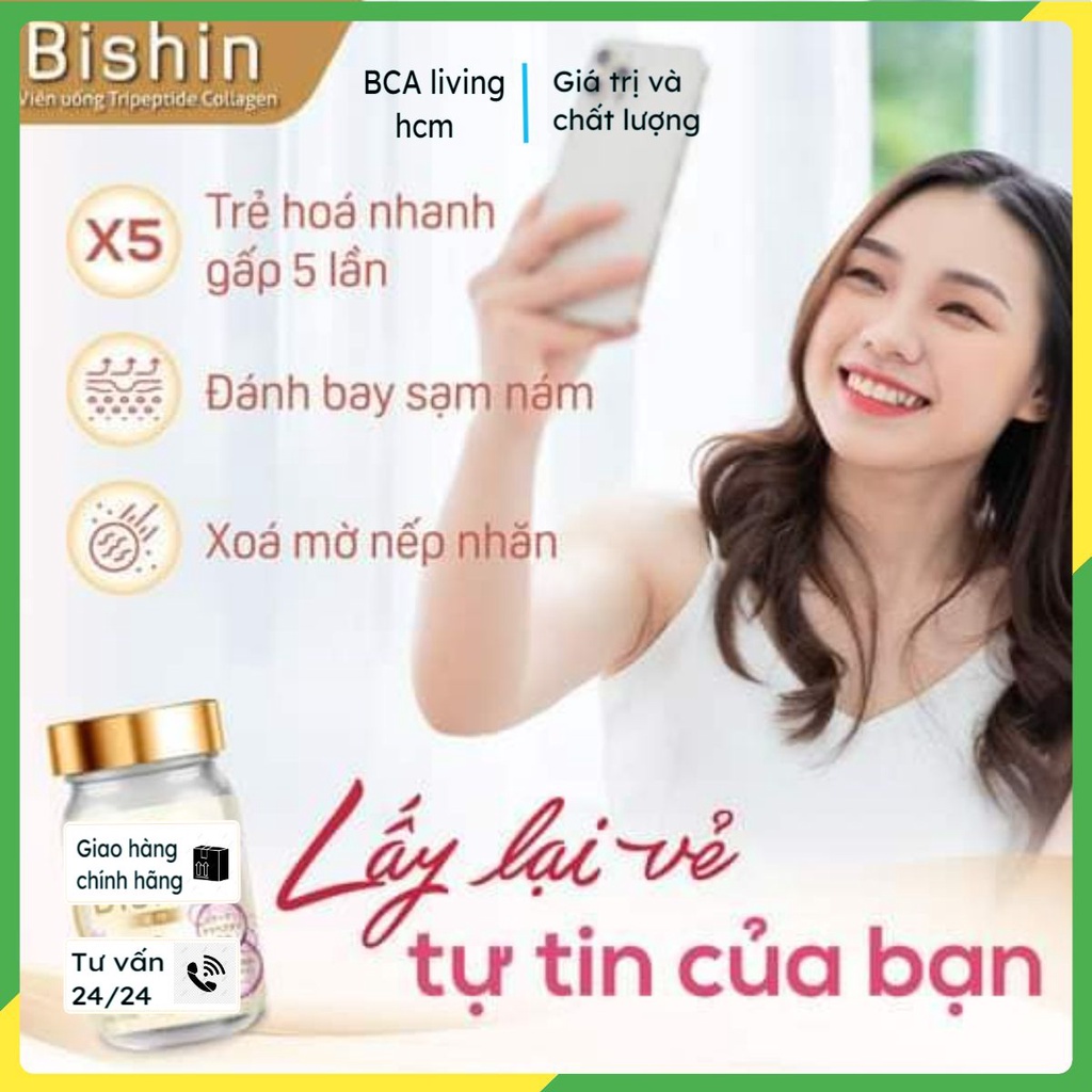 Collagen Bishin trepeptide viên uống trắng da mờ nám nhật bản giúp trẻ hóa săn trắc đàn hồi tươi trẻ da giảm nếp nhăn da