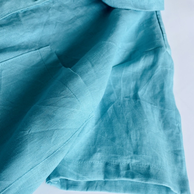 Áo linen tưng bâu sen