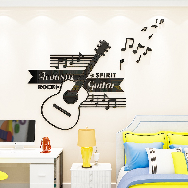 Miếng Dán Tường Trang Trí Phòng Ngủ / Phòng Học Hình Biểu Tượng Âm Nhạc 3D Bằng Acrylic