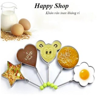 Set 4 Khuôn inox tạo hình trứng, bánh rán. Khuôn rán trứng Happy Shop. khuôn rán trứng, khuôn rán bánh