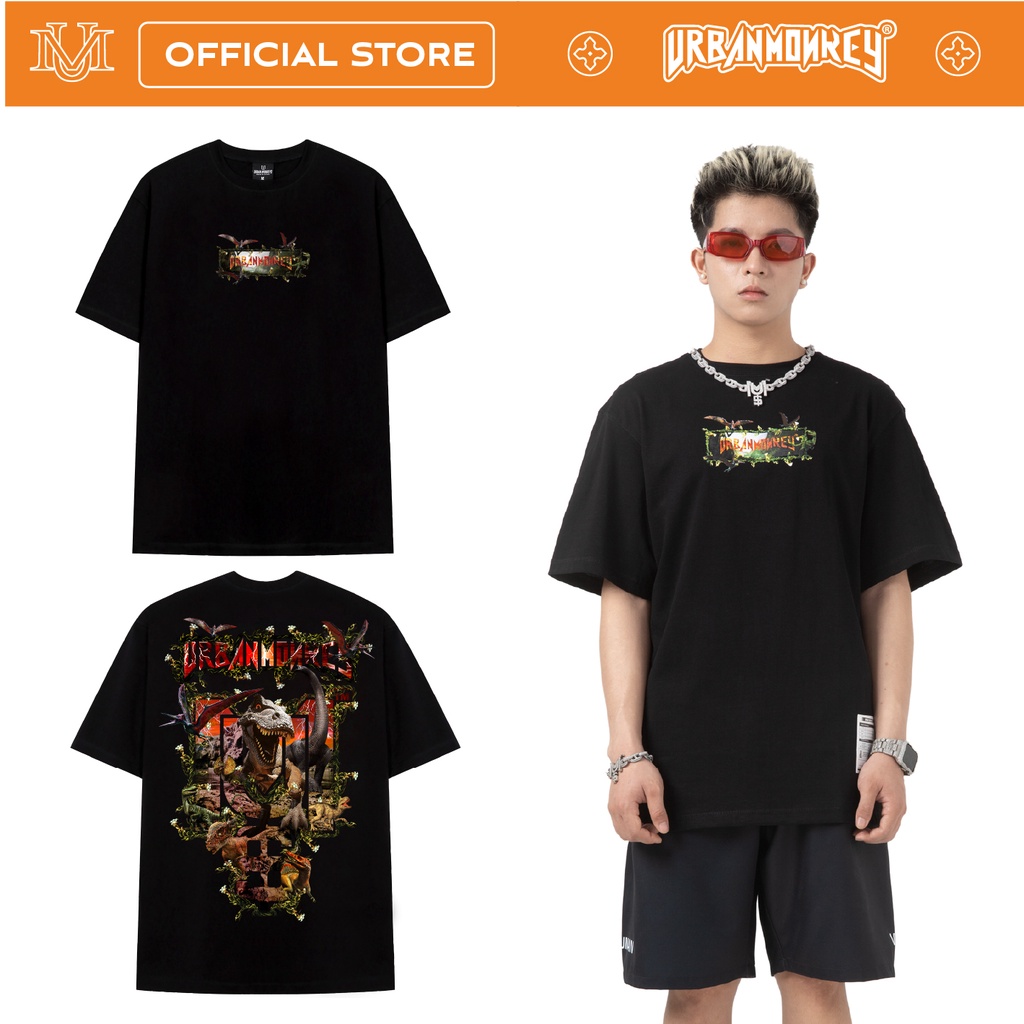 Áo Thun URBAN MONKEY JURASSIC Đen Thun Cotton Hai Chiều Thoáng Mát | MAN | WOMAN | T-SHIRT