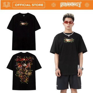 Áo thun urban monkey jurassic đen thun cotton hai chiều thoáng mát